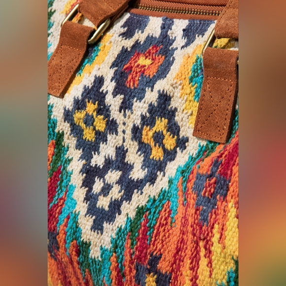 Handmade Boho Chic Boston Bag / Satchel - Navajo Aztec Inspired Design - Picture 12 of 15